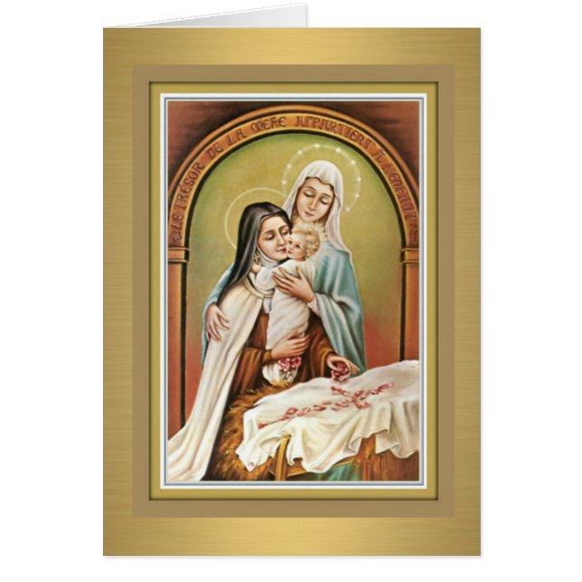 St. Therese the Little Flower w/Mary & Jesus Card (Front)