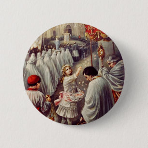St. Therese Throwing Roses Corpus Domini Fine Art  6 Cm Round Badge