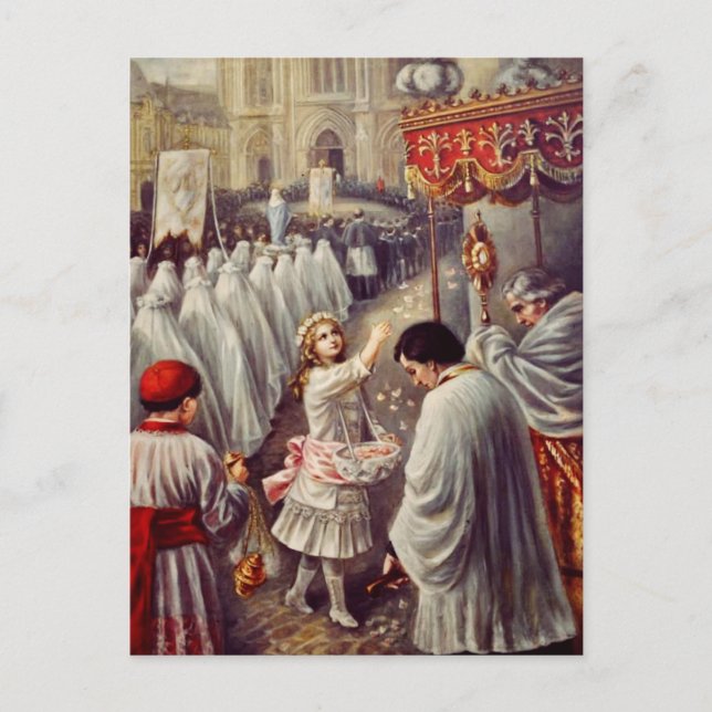 St. Therese Throwing Roses Corpus Domini Fine Art  Holiday Postcard (Front)