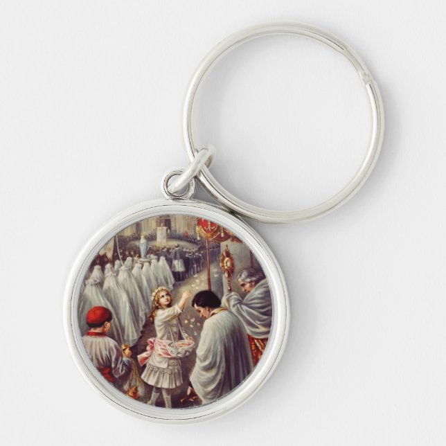 St. Therese Throwing Roses Corpus Domini Fine Art  Key Ring (Front)
