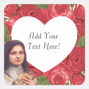 St. Therese Vintage Victorian Red Roses Square Sticker