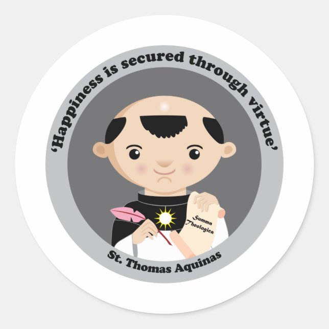 St. Thomas Aquinas Classic Round Sticker (Front)