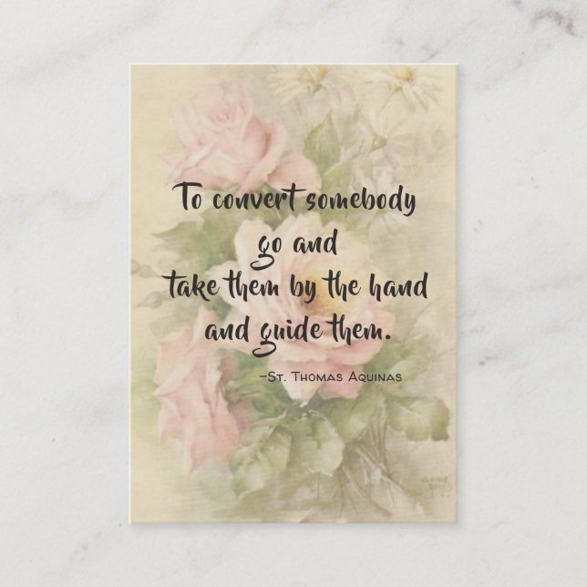 St. Thomas Aquinas Quote Roses Holy Card (Front)