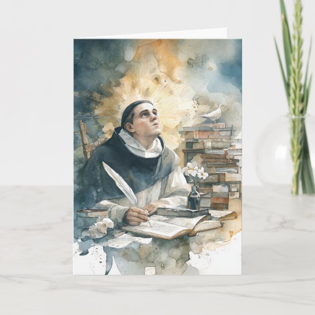 St. Thomas Aquinas with Quill Card (Front)