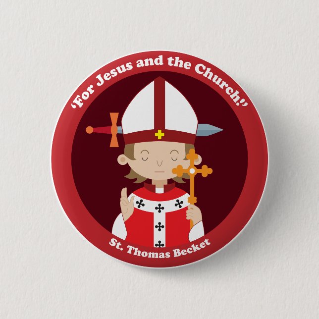 St. Thomas Becket 6 Cm Round Badge (Front)