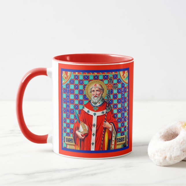 St. Thomas Becket in Red Chasuble (K 34) Mug (With Donut)