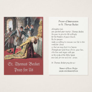 St. Thomas Becket of Canterbury Prayer Holy Card