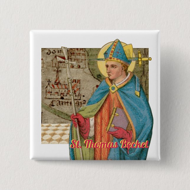 St. Thomas Becket with Sword in Mitre (P 005) 15 Cm Square Badge (Front)