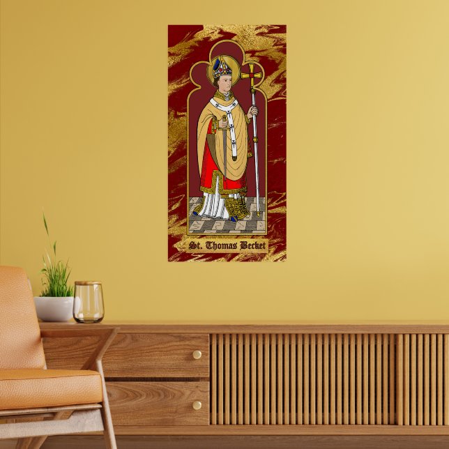 St. Thomas Becket with Sword (M 033; Colourized) Poster (Living Room 2)