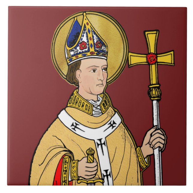 St. Thomas Becket with Sword (M 033; Colourized) Tile (Front)