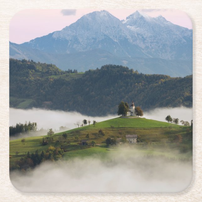 St. Thomas church and mountains, Slovenia coaster (Front)