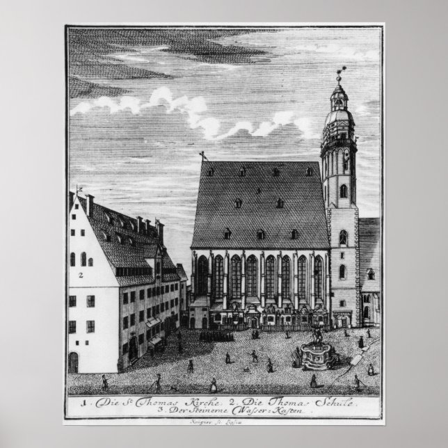 St. Thomas Church and School in Leipzig, 1723 Poster (Front)
