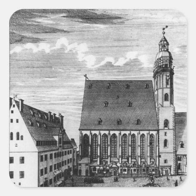 St. Thomas Church and School in Leipzig, 1723 Square Sticker (Front)