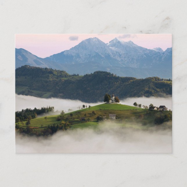 St. Thomas church with mountains in Slovenia card (Front)