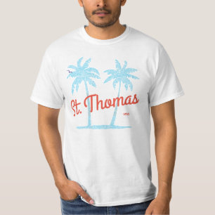 St. Thomas Island USVI Vintage Coral Type Palms T-Shirt
