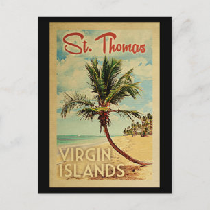 St Thomas Palm Tree Vintage Travel Postcard