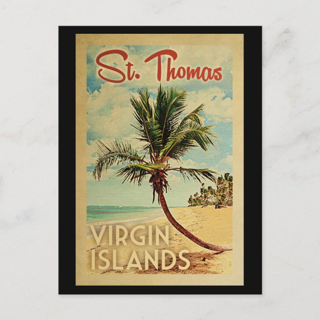 St Thomas Palm Tree Vintage Travel Postcard (Front)