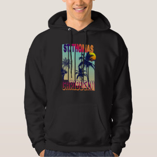 St Thomas Retro Vintage Style Palm Tree Hoodie