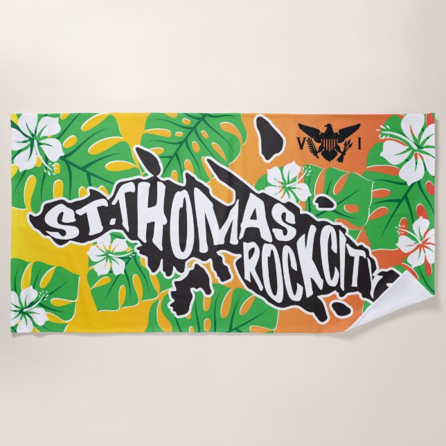 St. Thomas "Rock City" Virgin Islands Beach Towel (Front)