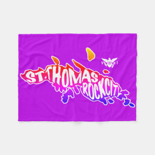 St. Thomas, "Rock City" Virgin Islands   Purple Fleece Blanket