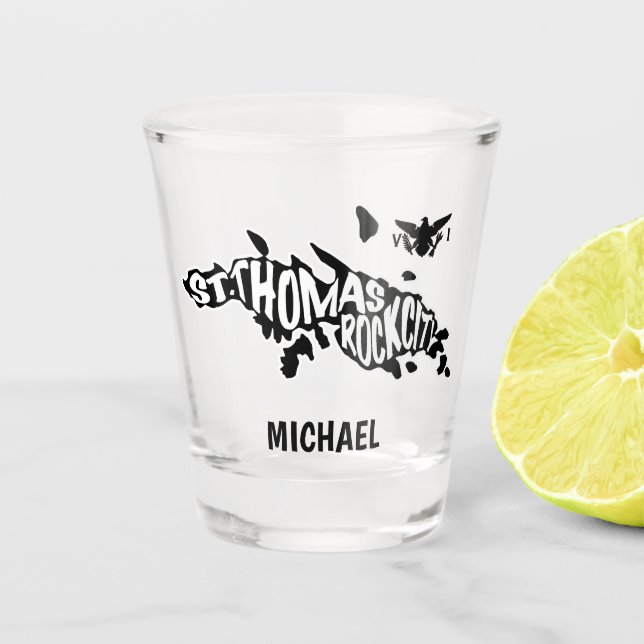 St. Thomas "Rock City" Virgin Islands Shot Glass (Front)