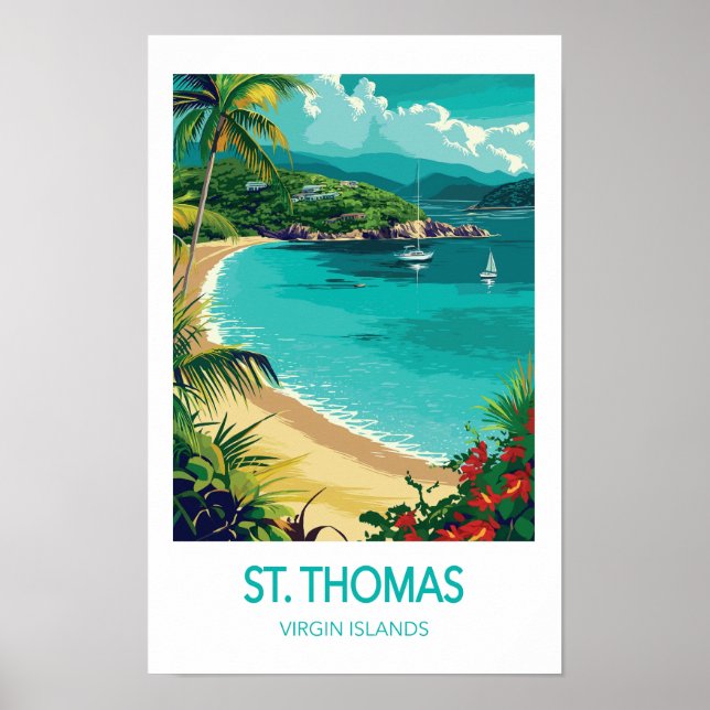 St. Thomas Travel Poster, US Virgin Islands Poster (Front)