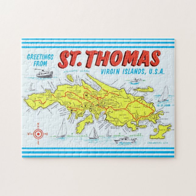St. Thomas Virgin Islands Detailed Map Jigsaw Puzzle (Horizontal)