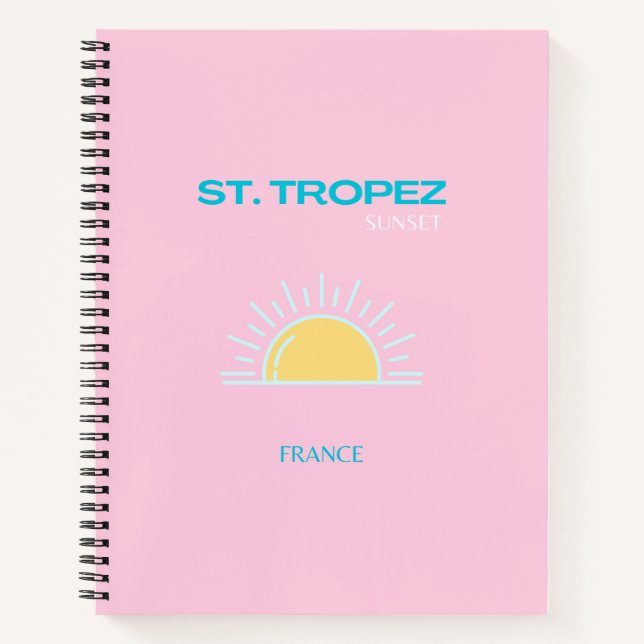 St Tropez, France, Preppy, Pink Notebook (Front)