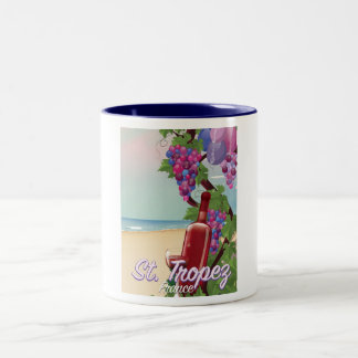 st. tropez France wine travel poster Two-Tone Coffee Mug