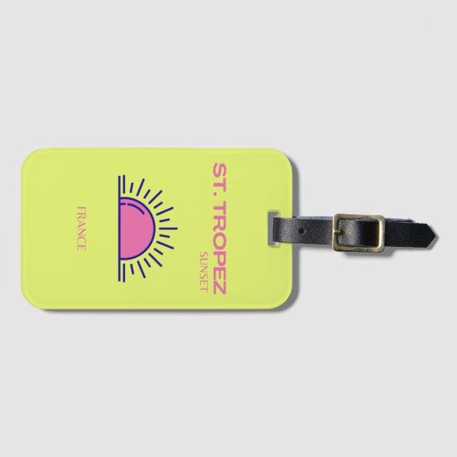 St Tropez, Preppy, Green Luggage Tag (Front Horizontal)