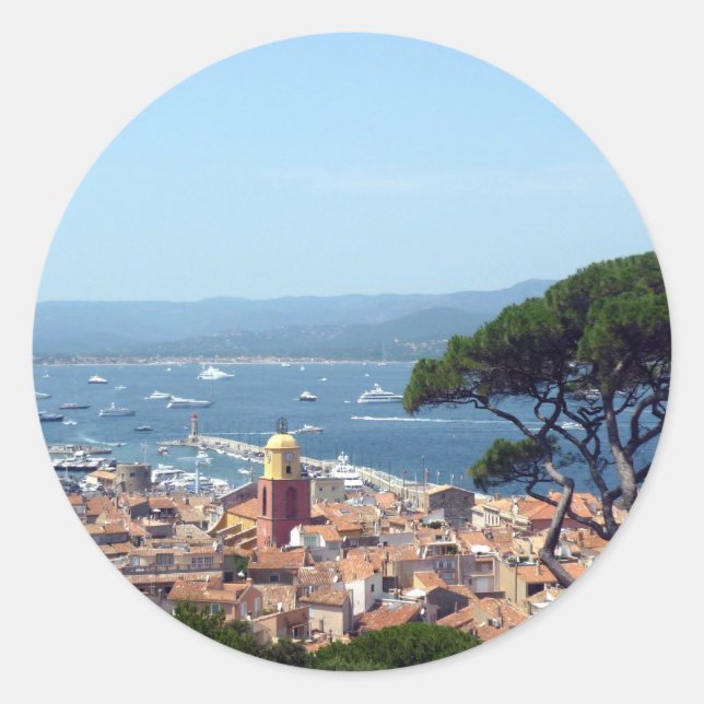 st tropez view classic round sticker (Front)