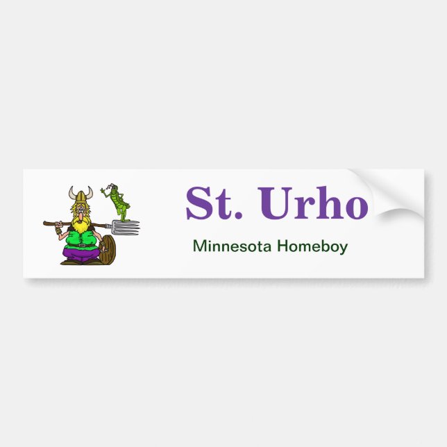 St. Urho Bumper Sticker with Peace Grasshopper (Front)
