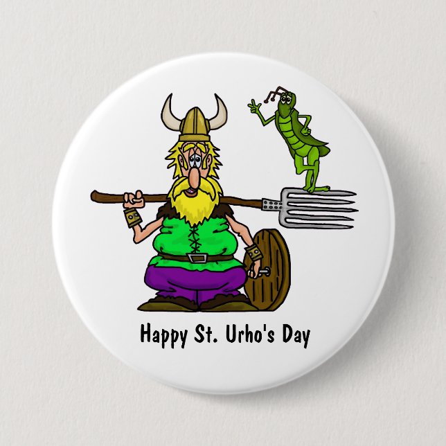St. Urho Buttons with Peace Grasshopper (Front)