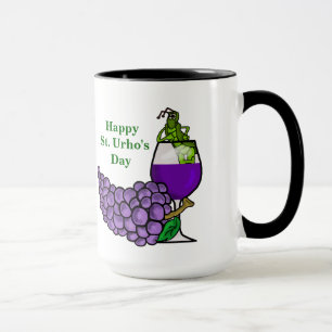St. Urho Grasshopper in Wine Glass Mug