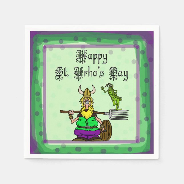 St. Urho Grasshopper Peace Sign Napkins (Front)