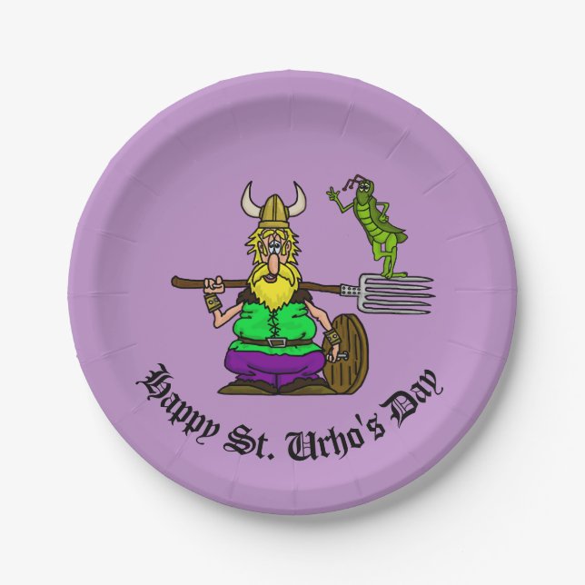 St. Urho Grasshopper Peace Sign Paper Plates (Front)