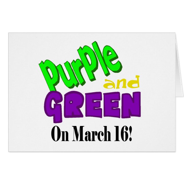 St. Urho's Day Purple and Green Card  Customise It (Front Horizontal)