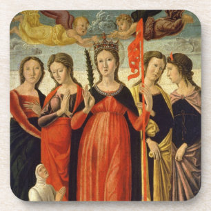 St. Ursula and Four Saints (tempera on panel) Coaster