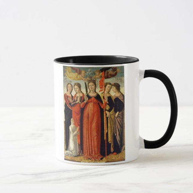 St. Ursula and Four Saints (tempera on panel) Mug (Right)