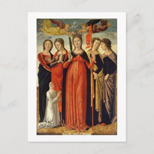 St. Ursula and Four Saints (tempera on panel) Postcard (Front)