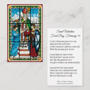 St. Valentine Prayer Poem Religious - Holy Card