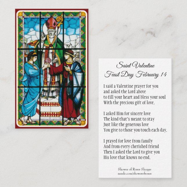 St. Valentine Prayer Poem Religious - Holy Card (Front/Back)