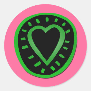 St Valentine's Day Green Black Heart Pink Sticker