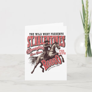 St. Valentines Wild West Rodeo Vintage Western Cow Card