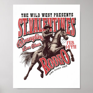St. Valentines Wild West Rodeo Vintage Western Cow Poster