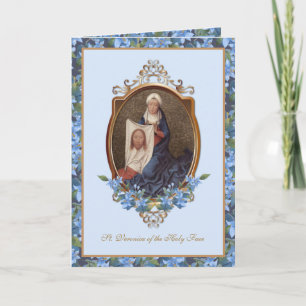 St. Veronica Religious Holy Face of Jesus Floral Card