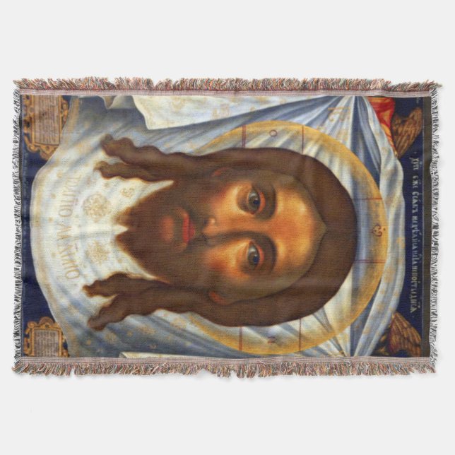 St Veronica Veil Jesus Face Catholic Blanket (Front)