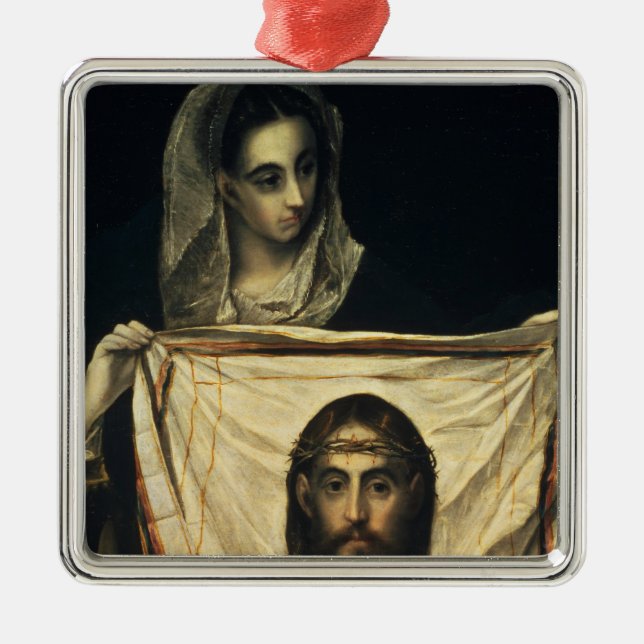 St.Veronica with the Holy Shroud Metal Tree Decoration (Front)