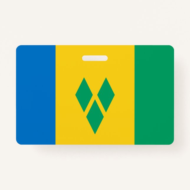 St Vincent and Grenadines Flag T-Shirt ID Badge (Front)