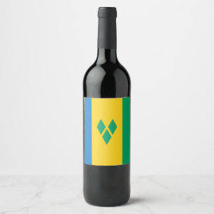 St Vincent and Grenadines Flag T-Shirt Wine Label